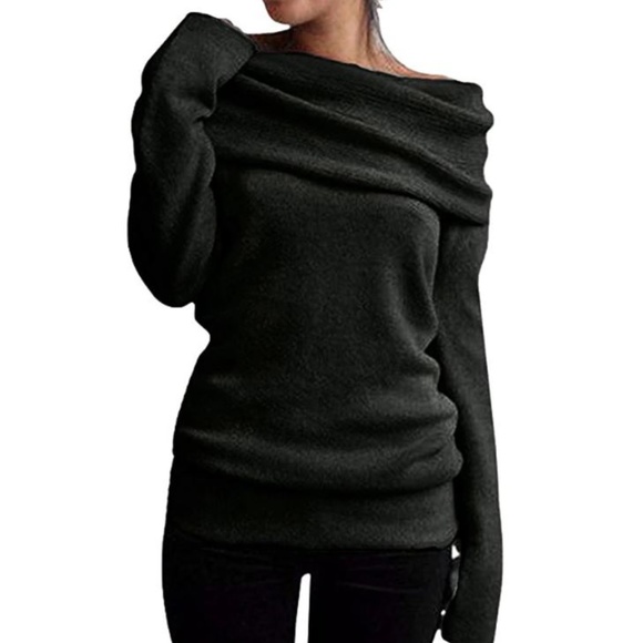 Sweaters - Black Cowl Neck Winter Pullover
